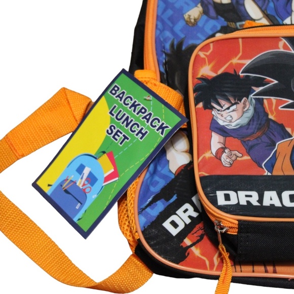 Bioworld Kids 16" Dragon Ball Z Backpack & Lunch Bag Set Black Orange NWT‎ - Picture 5 of 5